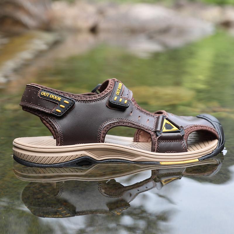 TUINANLE Classic Mens Sandals Summer Leather Sandals Men Outdoor Casual Lightweight Beach Shoes Fashion Men Sneakers Size 38-46