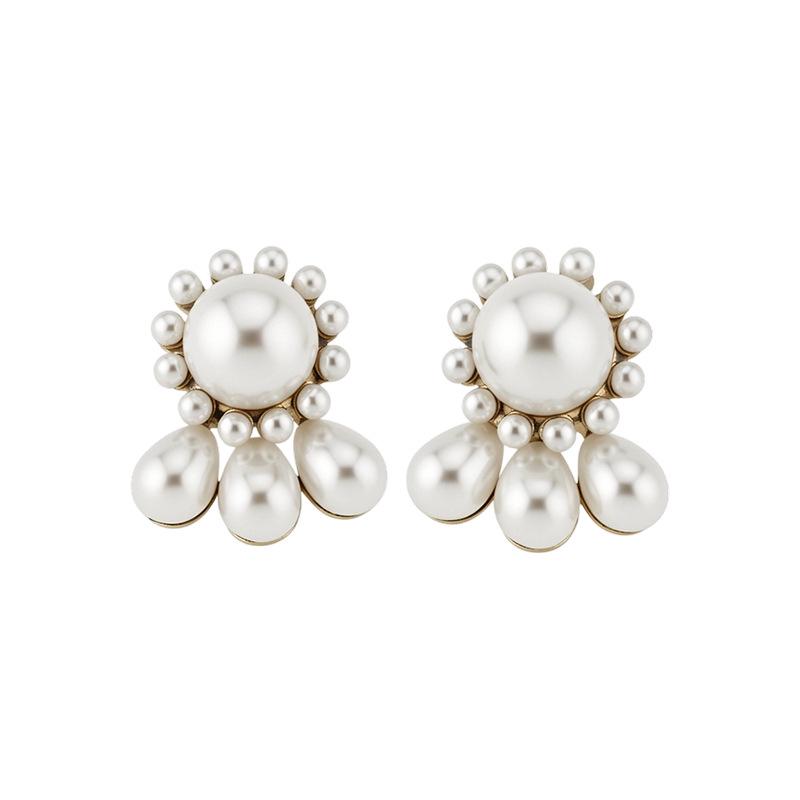 Silver Needle Retro Pearl Water Drop Geometric Earrings - High-end Fashion Accessories for Women