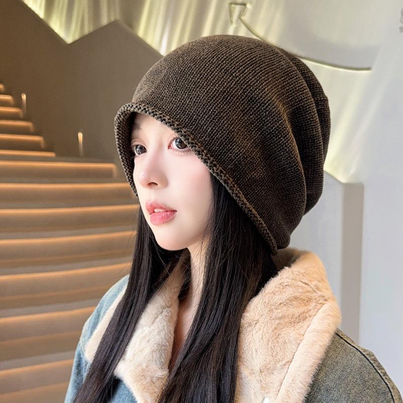 Damen Herbst & Winter Minimalistische Slouchy Beanie - Einfarbig, Umschlagrand, Warmer Ohrenschutz