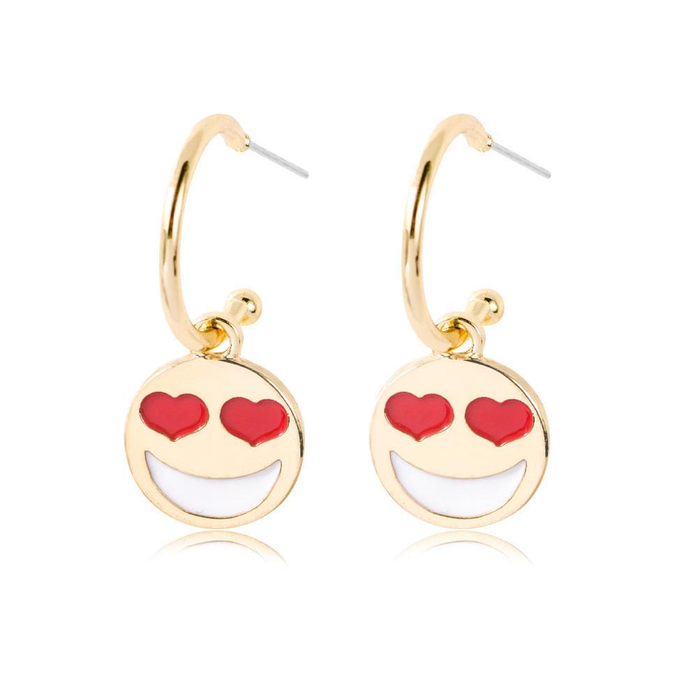 Heart Trendy Geometric Eyes Earrings Alloy Material Fashionable Statement Jewelry