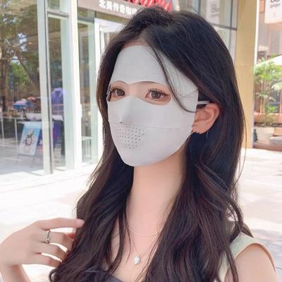 Ice Silk Sunscreen Mask Solid Color Womne Face Shield Breathable Ice Silk Mask  Fishing