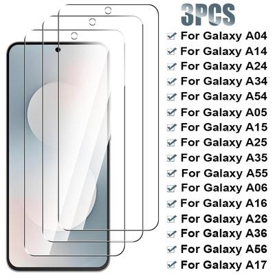 3PCS Tempered Glass For Samsung Galaxy A54 A34 A24 A14 A04 A05S A15 A35 A55 Screen Protector For Samsung A06 A16 A26 A36 A56 A17