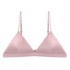 Reggiseno in seta elastica ultra-sottile senza ferretto con coppe imbottite, coppa morbida per seno piccolo, intimo sexy francese in seta di gelso