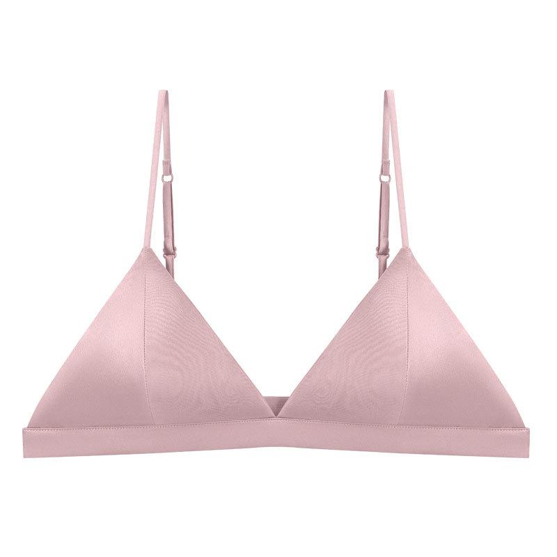 Reggiseno in seta elastica ultra-sottile senza ferretto con coppe imbottite, coppa morbida per seno piccolo, intimo sexy francese in seta di gelso
