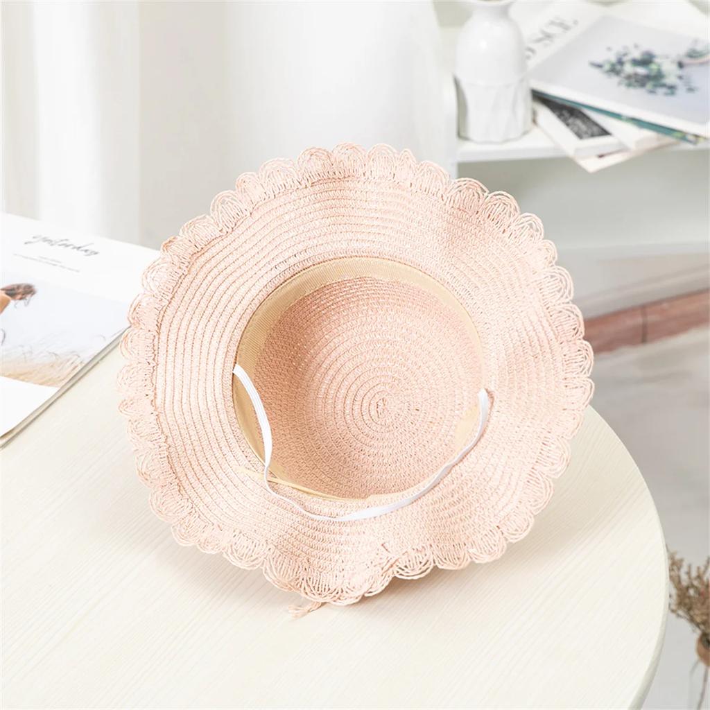 Girls' straw hat bag matching travel sun hat Flower children's sun hat Outdoor fashion fisherman hat sunscreen hat