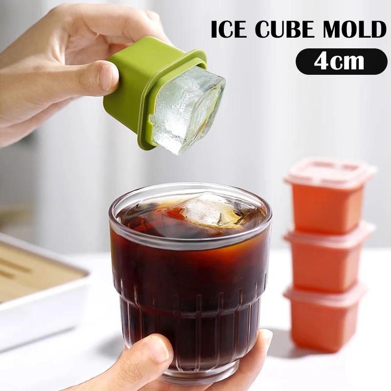 Large Ice Block Mold Silicone Ice Cube Maker Square Frozen Ice Hockey Molds for Whiskey Juice Coffee Drinks Ice Cream Tools