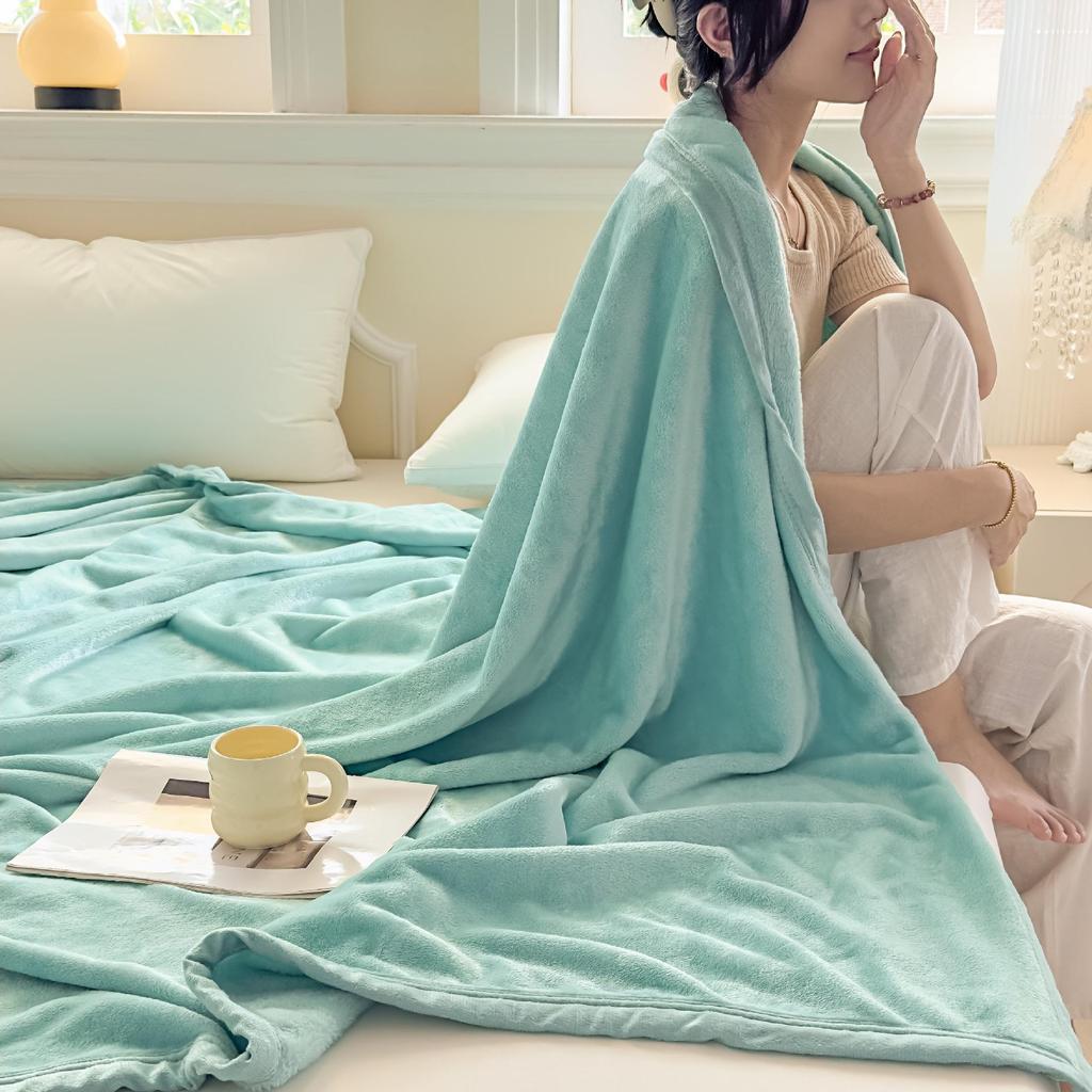 Thick Milk Fleece Flannel Shawl - Spring/Fall Air-Conditioning or Nap Blanket