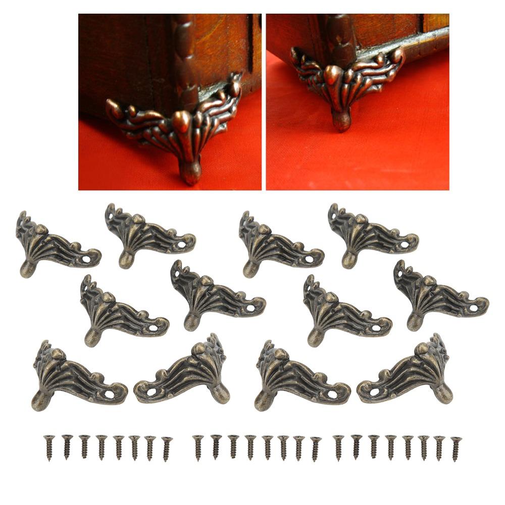 12PCS Zinc Alloy Box Corner Protectors Bronze Wooden Box Feet Jewelry Box Feet  Jewelry Boxes