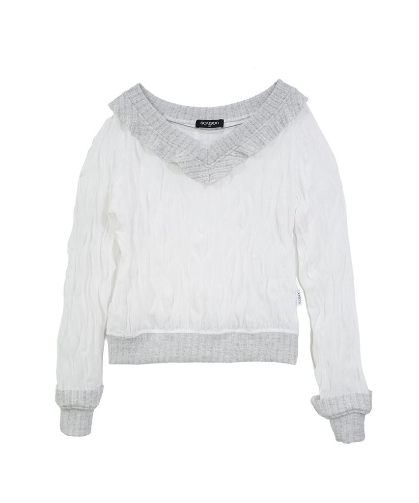 SOMSOC Dim Wrinkle Raw-Cut Sweatshirt_White