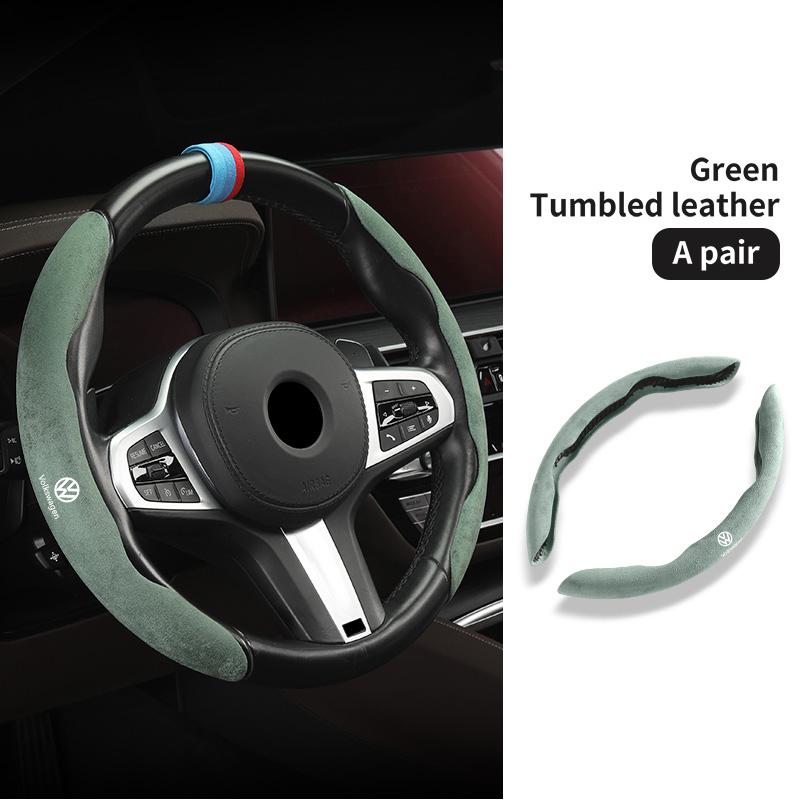 Leather Car Steering-wheel Cover Anti-slip Steer Wheel Cushion For Volkswagen VW Scirocco Passat Polo B5 B6 B7 CC Tiguan Sharan QS0