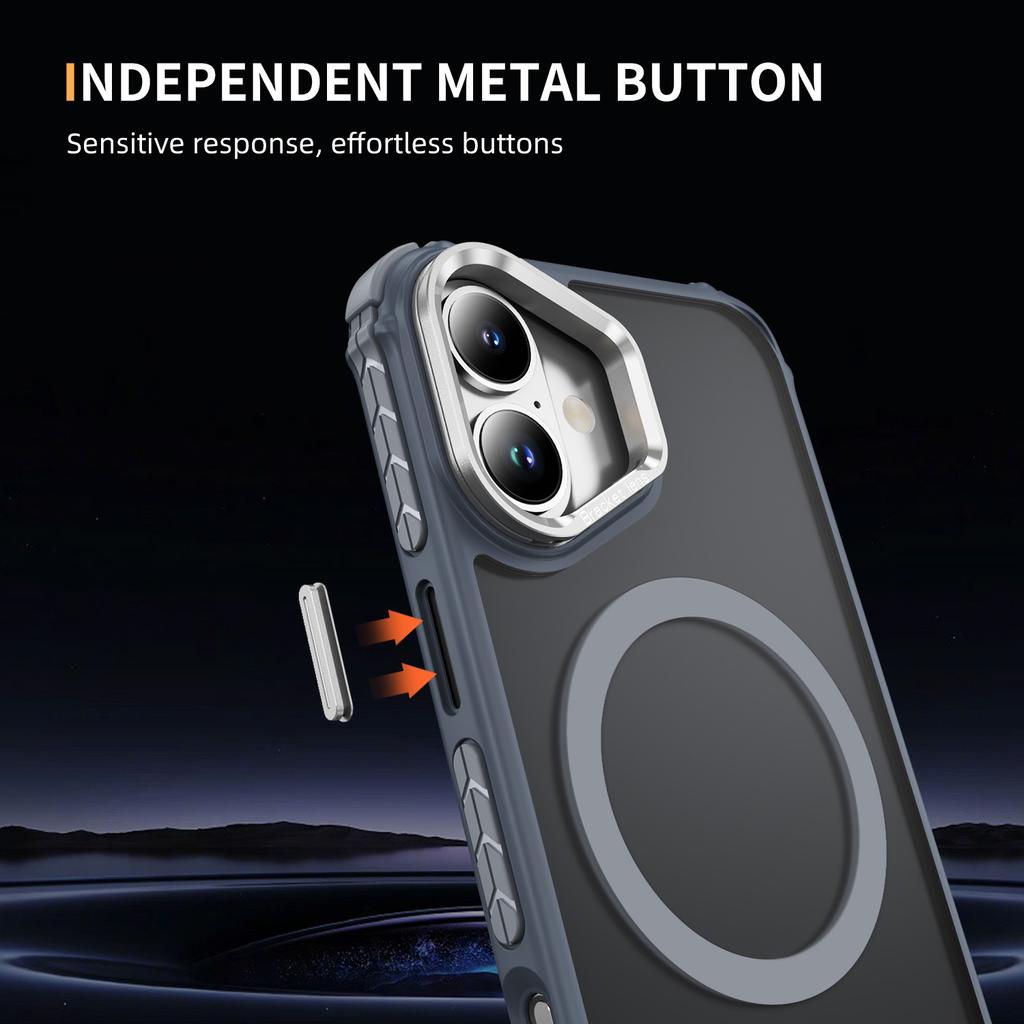 For iPhone 17 Case with Lens Kickstand Matte Phone Back Cover Compatible with MagSafe