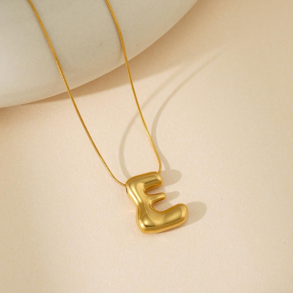 CARLIDANA Initial Stainless Steel Women Gold Plated Bubble Balloon Letter Personalized Round Snake Chain Chunky Necklace