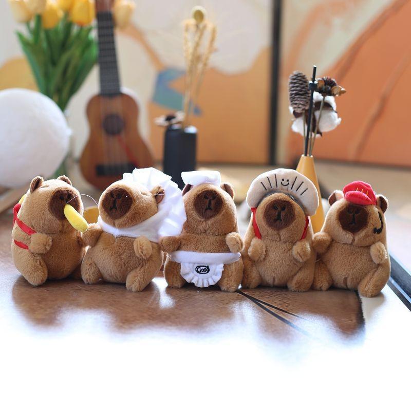 Plush Capybara Keychain Stuffed  With Pp Cotton Short Plush Backpack Gift Decor
