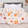 Fall Orange Pumpkin Throw Blanket Thanksgiving Harvest Lightweight Flannel Fleece Throw Blanket Autumn Happy Dog Throw Blankets Cozy Fuzzy Plush