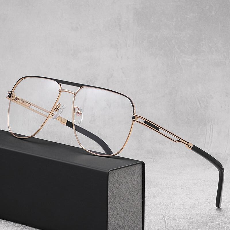 Anti Blue Light Myopia Pilot Glasses Men Metal Frame Blue Light Blocking Oval Prescription Eyewear Minus Diopter