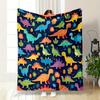 Colorful Cartoon Dinosaurs Pattern Patterned Blanket, Flannel, Suitable for All Seasons, Home Decor, Warm and Cozy