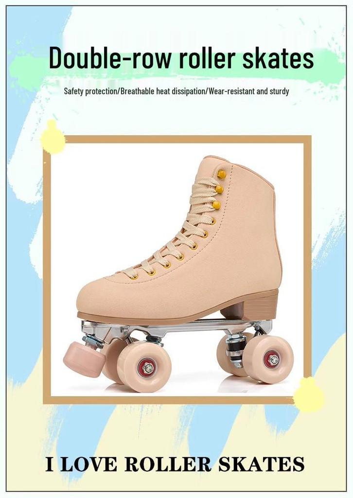 In Stock: New Fashion Professional Double Row Roller Skates – Breathable, Wear-resistant, Non-slip, Inline 4-Wheel Surface.
