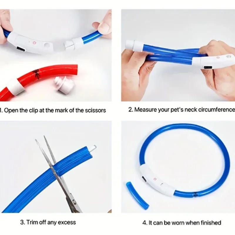 LED Light Dog Collar USB Charging Luminous Anti-Lost Necklace for Large Medium Small Dogs Pet Safety Accessory