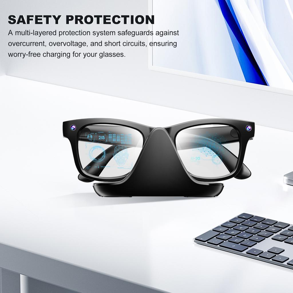 Mini Charging Dock for Meta Smart Glasses Wayfarer/Headliner/Skyler Portable Travel Charger Station with USB-C Cable & LED Light