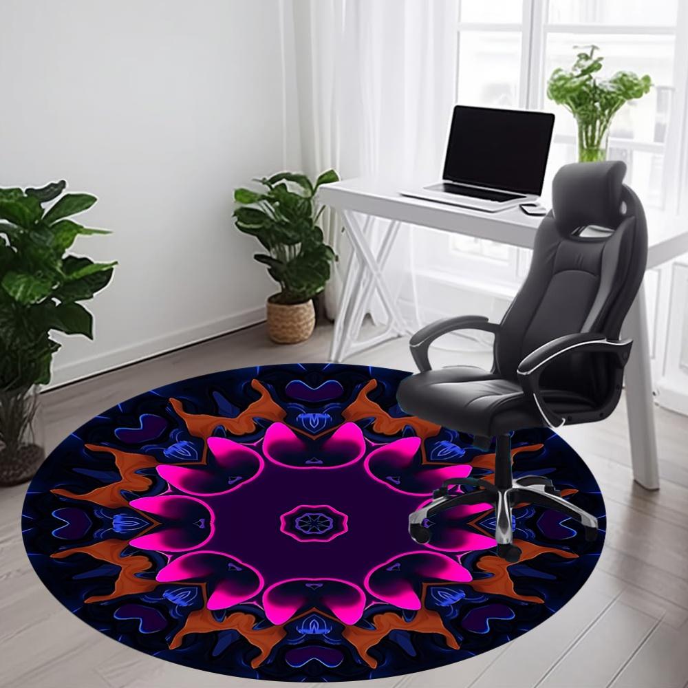 1pc Abstract Mandala Design Carpet, Round Non Slip Durable Large Size Office Carpet, Suitable for Office