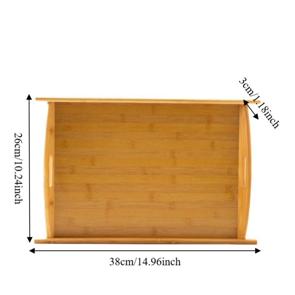 Durable Large Serving Tray with Handle Bamboo Tea Tray Household Rectangular Breakfast Tray for Home Living Room