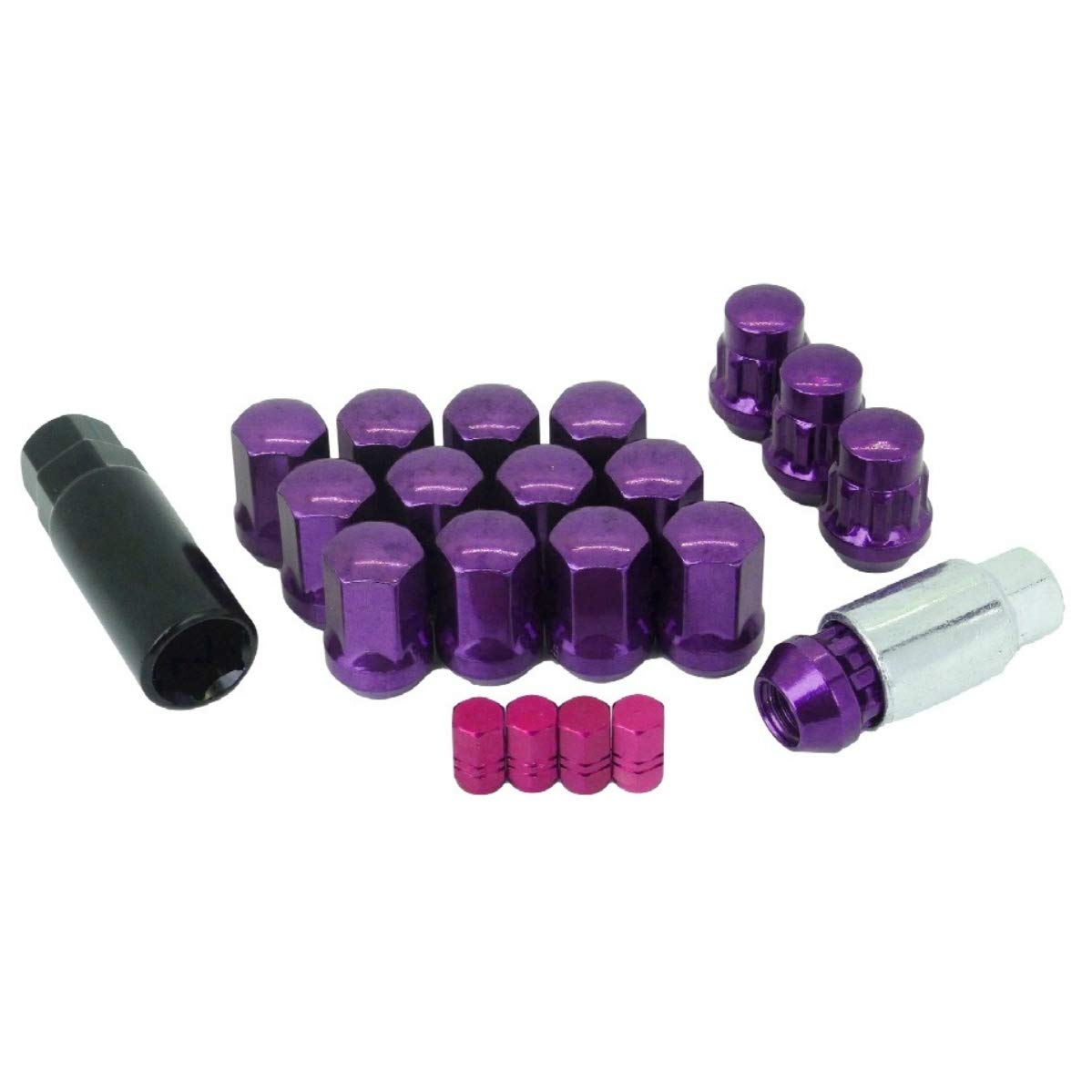 

[Gear lock] Wheel lock nut modified with air valve cap to prevent theft (Purple P1.5-16)