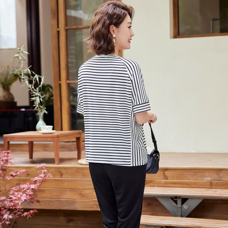 Women's Striped Casual Two-Piece Set