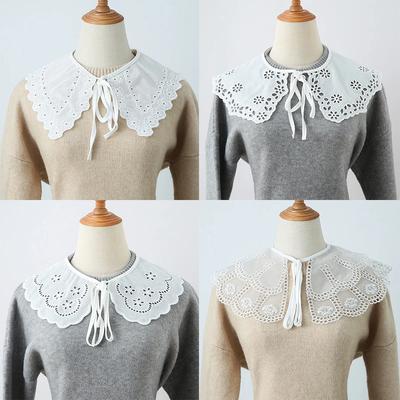 Koreanischer Stil Damen Spitze Falscher Kragen Abnehmbarer Kragen Ausschnitt Ausgeschnitten Schal Falscher Kragen Halbshemd Bluse Top Mini-Umhang