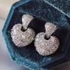 Huitan Modern Able Heart Drop Earrings Women Luxury Silver Color Crystal Love Earrings Romantic Female Trendy Jewelry