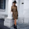 Autumn Winter Chic Solid Knitted Sweater Dress Full Sleeve High Collar Thick A-line Long Pullover