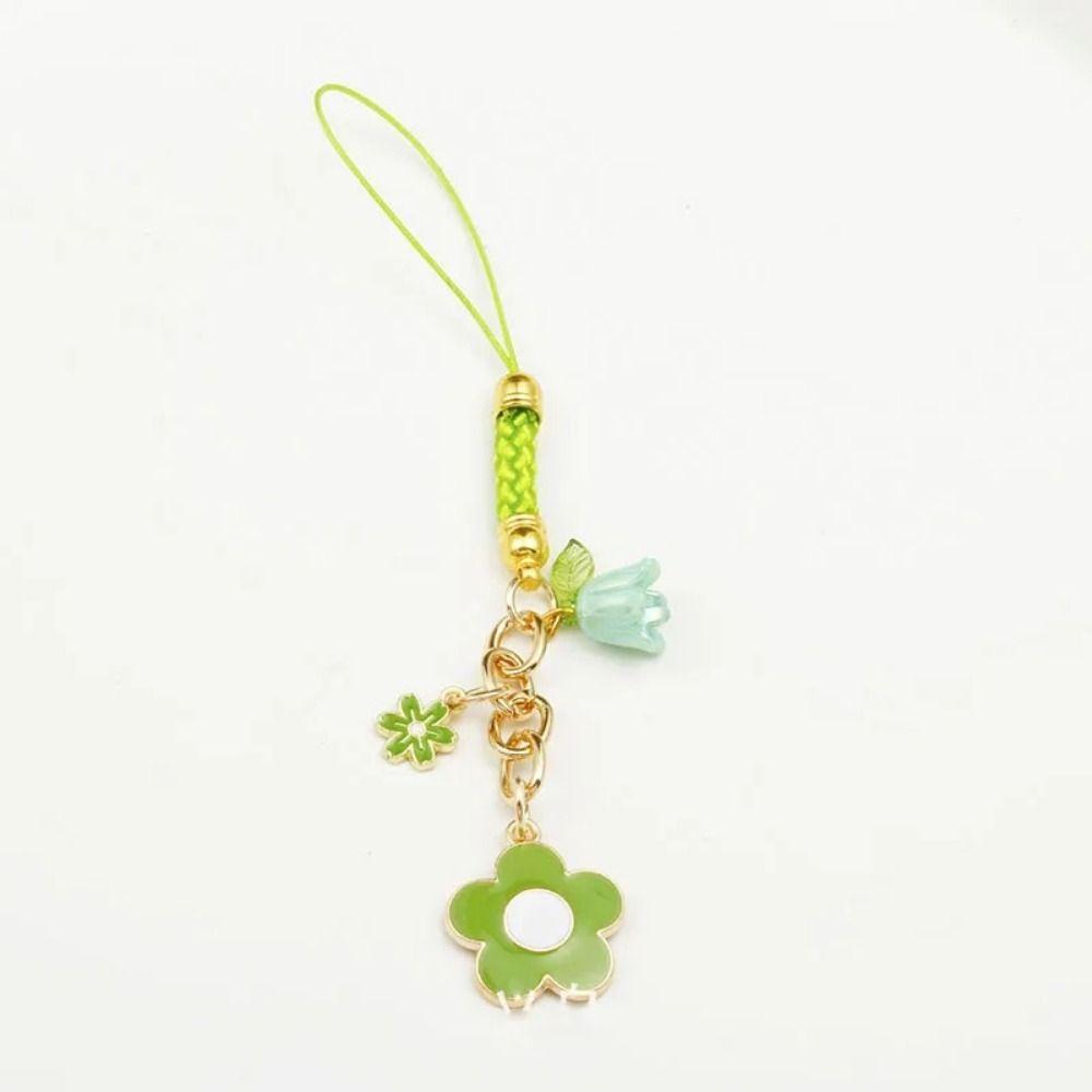 Short Style Mobile Phone Case Keychain Sakura Flower Phone Lanyard Mobile Phone Lanyard  Car Key