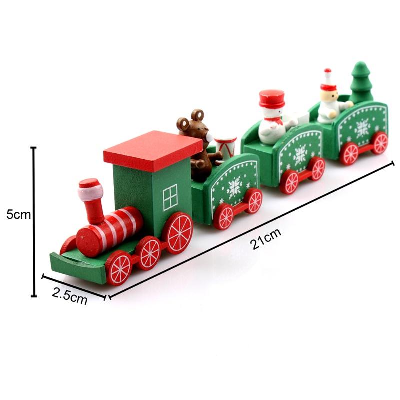 Christmas Train Painted Wood Christmas Decoration for Home with Santa Bear Xmas Kid Toys Gift