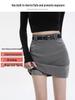 Women's Gray High-Waist A-Line Skirt - Slim Fit, Trendy Short Skirt for Spring and Autumn