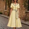 French temperament V-neck tie-up polka dot dress children's summer new waist and thin temperament dress