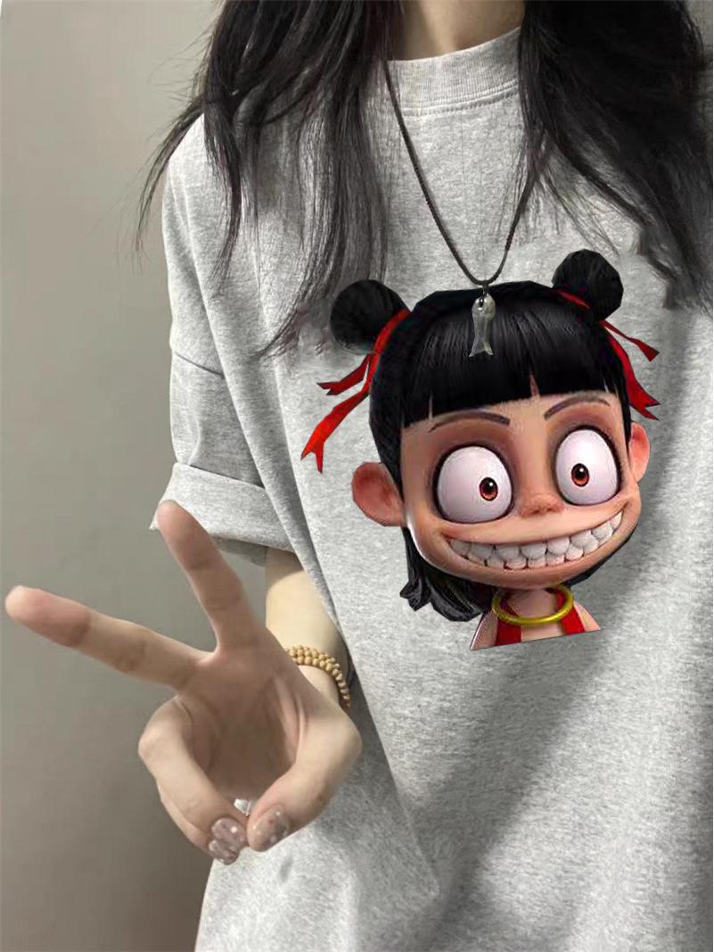 

Женская футболка из чистого хлопка с коротким рукавом большого размера - Летняя свободная посадка XXL