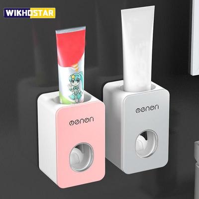 Badezimmer Zubehör Set Automatischer Zahnpastaspender Staubdichter Zahnbürstenhalter Wandhalterung Ständer Zahnpastapressoren