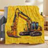 Gelber Bagger Decke Baufahrzeug Kinder Bettwäsche Weicher Fleece Überwurf Heimdeko Geschenk für Jungen Ingenieur Thema