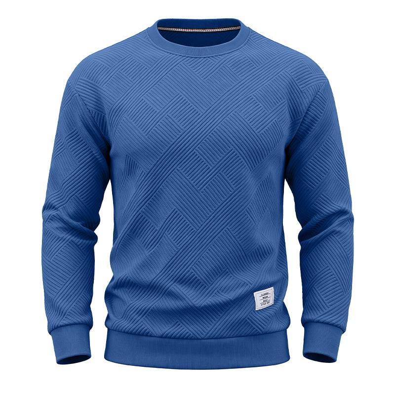 Men's Crew Neck Sweatshirt Long Sleeve Loose Fit Solid Color Autumn Winter Casual Thick Pullover Hoodie