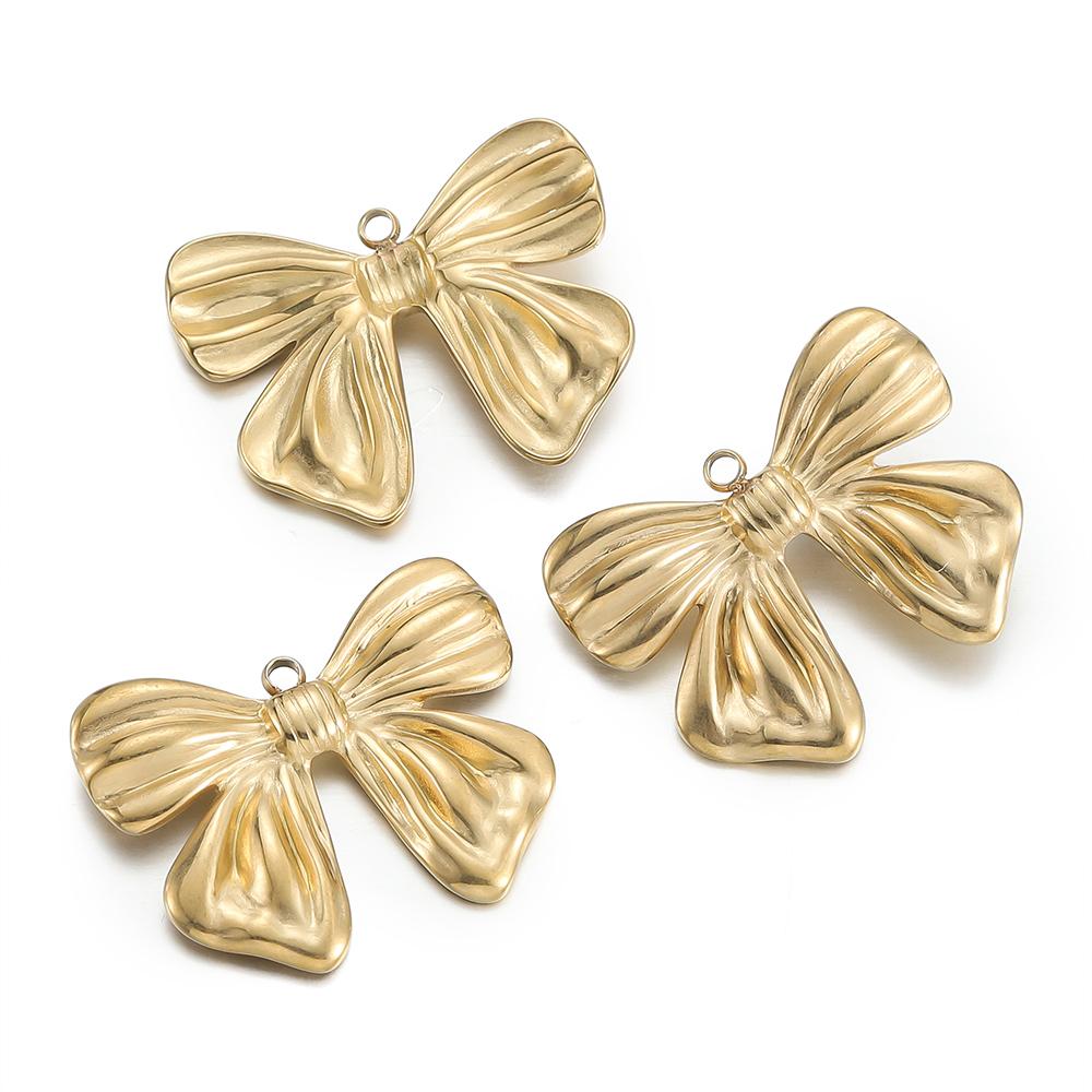 2pcs/Lot Multiple Styles Stainless Steel Bow Shape Charm Pendants for Earrings Necklace Pendant DIY Jewelry Making Accessories