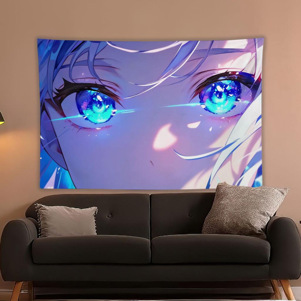 Kawaii Anime Mädchen Auge Druck Wandteppich Wandbehang Niedlicher Cartoon Fantasy Hintergrund Heimdekoration Anime Zimmerdekoration