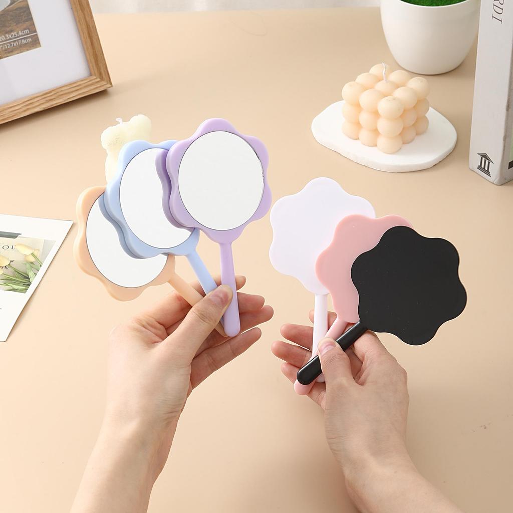 DIY Handheld Makeup Mirror with Creative Handle - Portable and Stylish for Girls