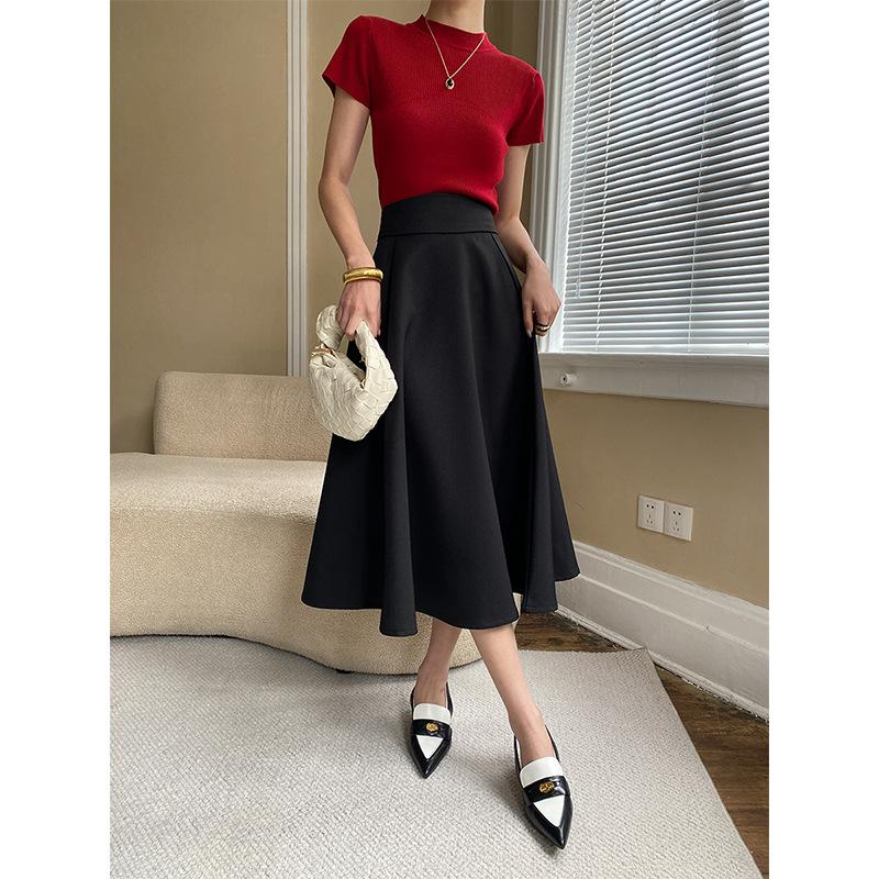 

Юбка с высокой талией и французским зонтиком с художественным трехмерным вырезом S чёрный