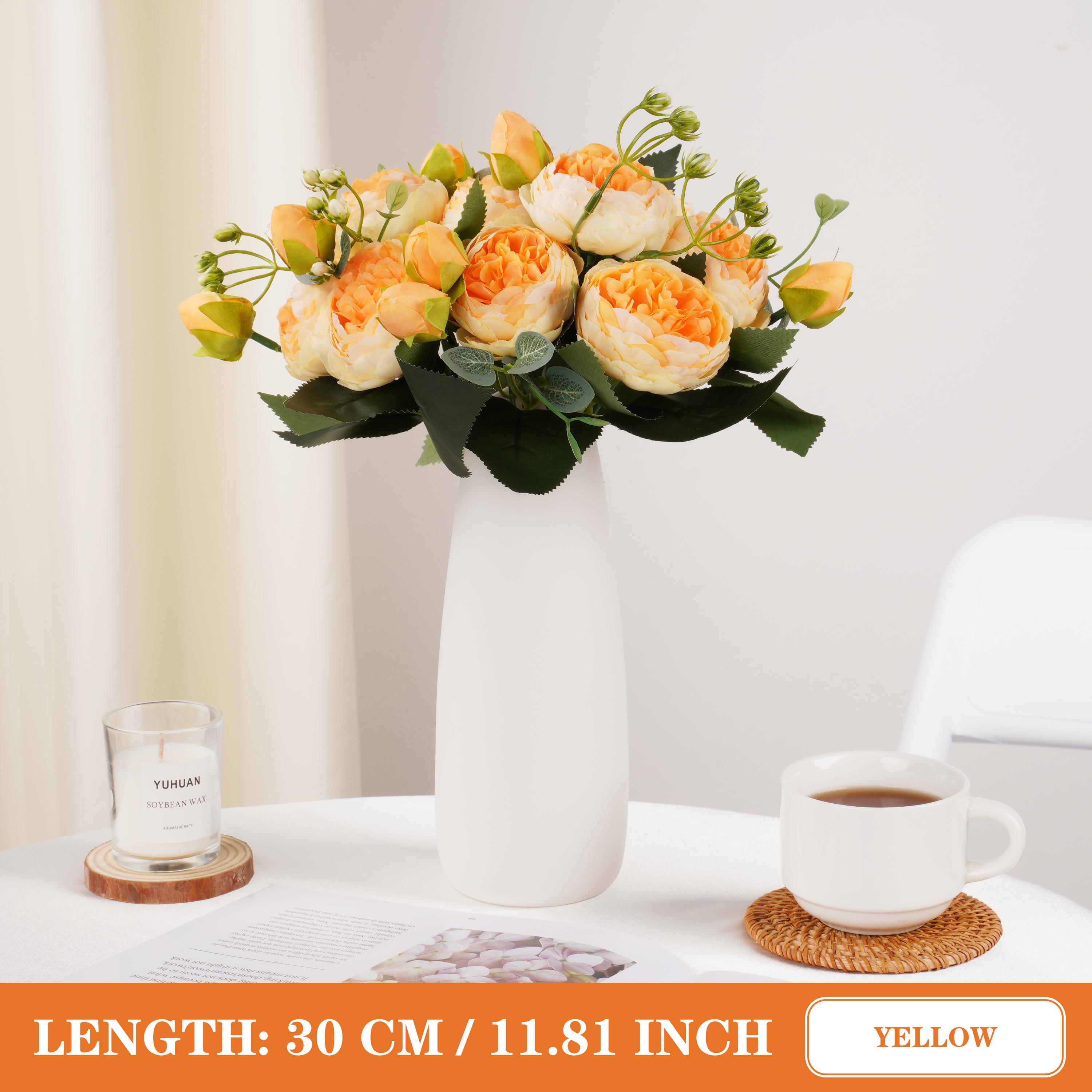 

Artificial Flowers Retro Silk Rose Bouquet Hydrangea Peony Flowers Vintage Bride Holding Home Wedding Decoration Accessories 1 bunch жовтий