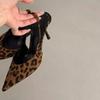 Fashion Women Pumps Belt Buckle Strap Pointed Toe One Kick Bare Heels Baot Shoes Leopard Print Sexy New Fashion Dress Sandalias De Mujer