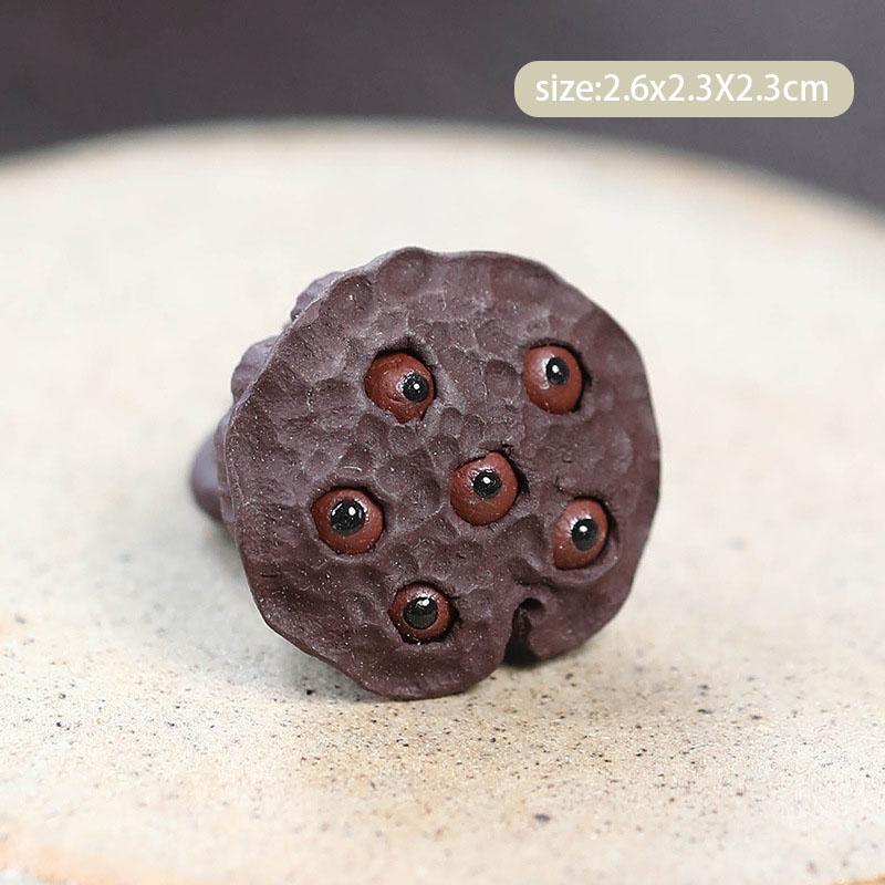 Yixing Handmade Sculpture Purple Clay Tea Pet Lotus Seed Model Figurine Ornaments Desktop Art Tea Ceremony Decors Accessories