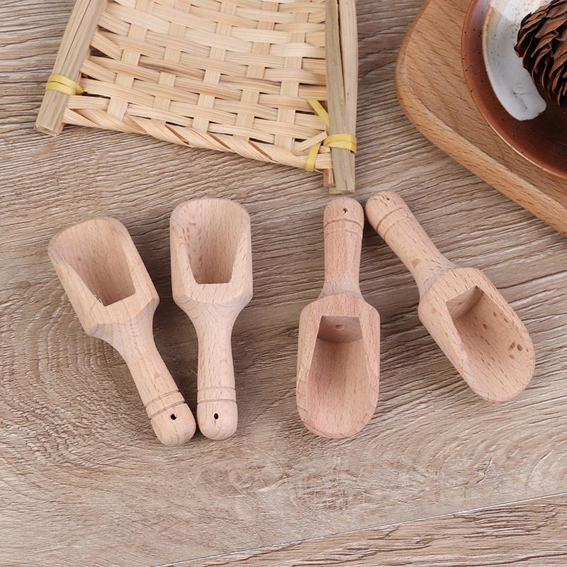4Pcs Wooden Coffee Tea Scoops Mini Candy Bath Salt Spices Flavors Spoons