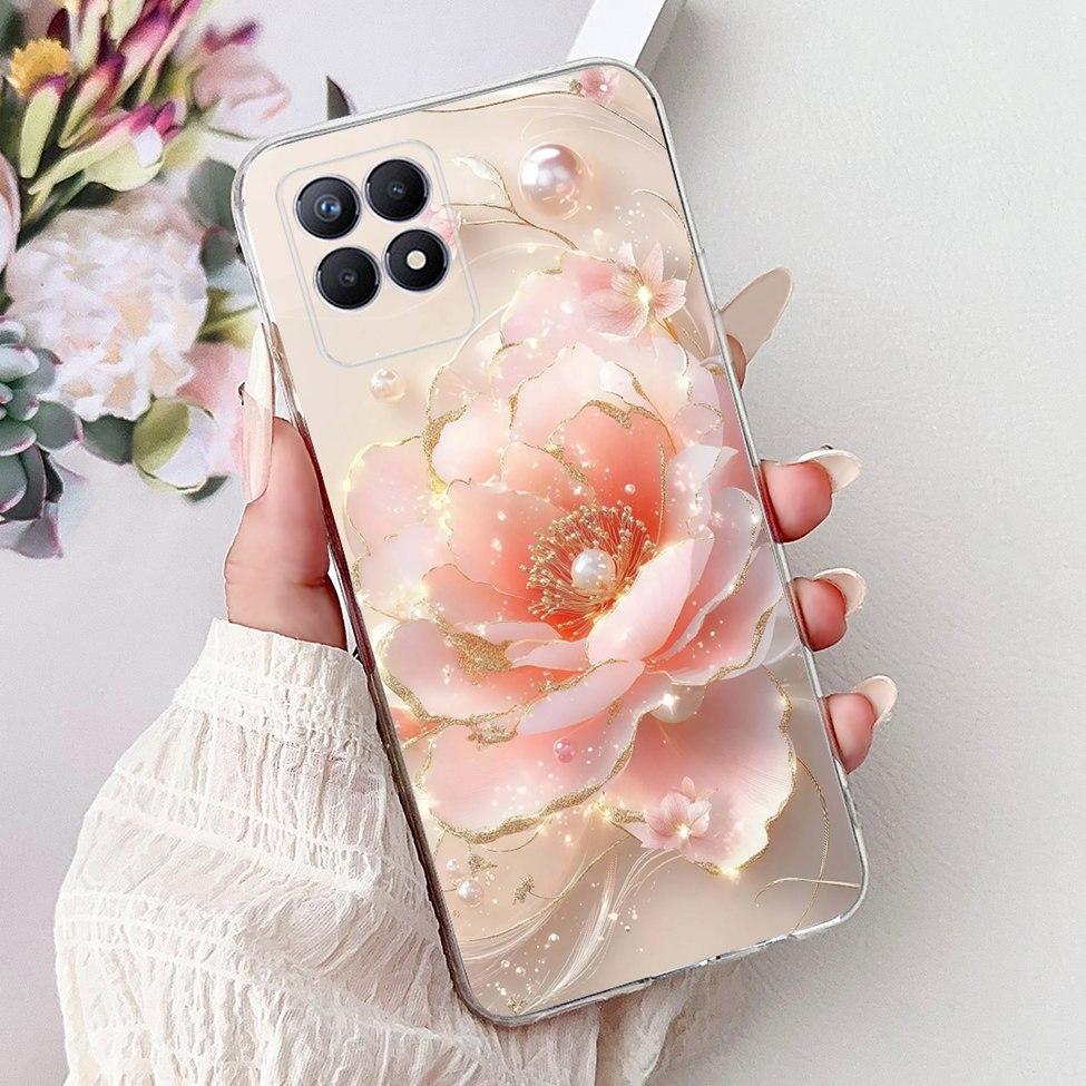 Clear Cover For Realme 8i Case RMX3151 Luxury Butterfly Love Flowers Cool Painted Phone Case For Realme Narzo 50 RMX3286 Cover