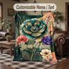 Floral Garden Dreams Theme Throw Blanket Custom Name Text Personalized Blanket Soft Cozy Blanket for Home Sofa Bed