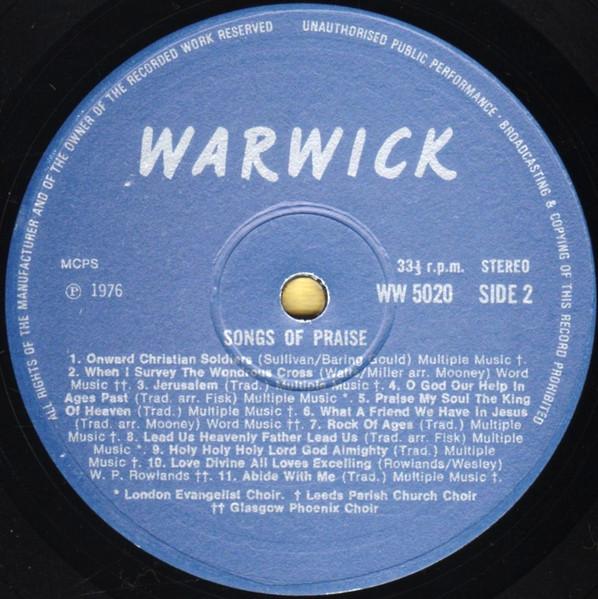 

Виниловая пластинка GLASGOW PHOENIX CHOIR LEEDS PARIS Songs Of Praise WW5020 Warwick Records 1976 UK КантриФолк Б/у
