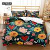 Floral Bedding Set Botanical Duvet Cover Queen Soft Boho Rose Flowers Leaves Print Comforter Cover For Kids Teens Adults Decor